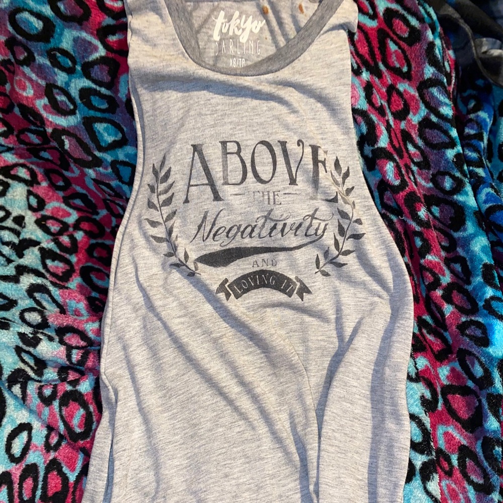 Grey & black graphic tank top